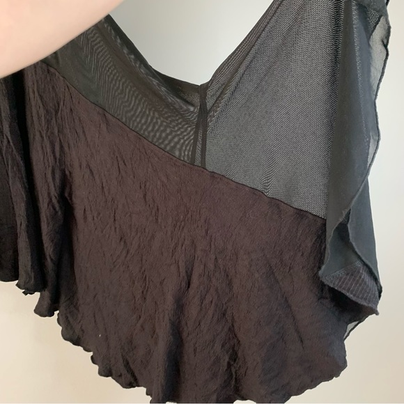 Free People On The Weekend Flounce Sleeve Top Medium M Black Long Flare Sleeves - Picture 4 of 11